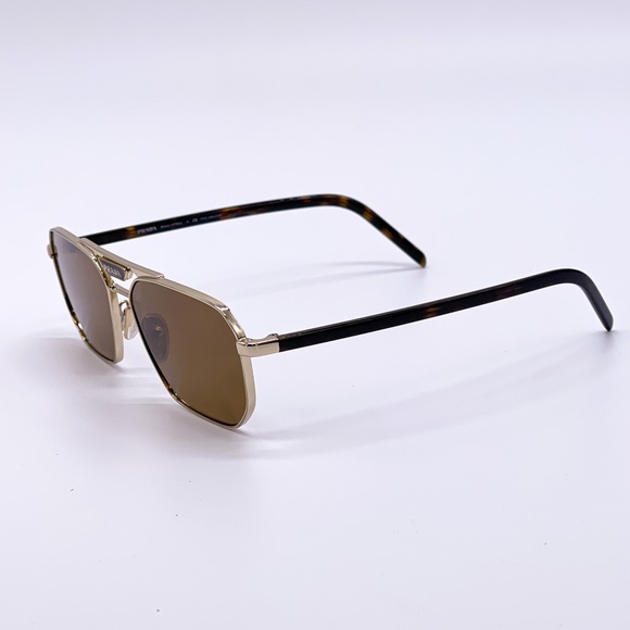 NEW PR58YS ZVN5Y1 POLARIZED PRADA SUNGLASSES SPR 58Y GOLD BROWN EYEWEAR PR 58YS - Picture 5 of 11